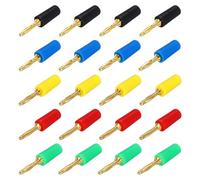 sourcing map 20 Pcs 2mm Banana Plugs, 10A 6mm OD 26.5mm Length Speaker Wire Cable Plugs Connectors, Banana Jack Connector for Speaker Wire Audio Cable, 5 Colors