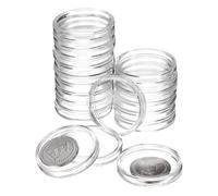 sourcing map 20 Pcs 32mm Silver Dollar Coin Holders, Plastic Coin Capsule Covers Acrylic Clear Round Coin Collection Supplies Container for Silver Coin Protectors or NFC Tag
