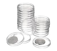 sourcing map 20 Pcs 35mm Silver Dollar Coin Holders, Plastic Coin Capsule Covers Acrylic Clear Round Coin Collection Supplies Container for Silver Coin Protectors or NFC Tag