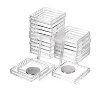 sourcing map 20 Pcs 40mm Silver Dollar Coin Holders, Plastic Coin Capsule Covers Acrylic Clear Square Coin Collection Supplies Container for Silver Coin Protectors or NFC Tag