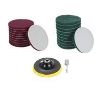 sourcing map 20 Pcs 5 Inch Nylon Hoop Scrubbing Pad 240/400 Grits Scrubber Scouring Pads Hoop and Loop Surface Conditioning Drill Scuffing Disc, Green/Red