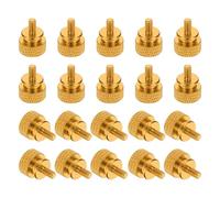 sourcing map 20 Pcs #6-32 x 7mm Knurled Thumb Screw Computer Case Threaded Hand Tighten Screws Aluminum Alloy for PC Case, Gold