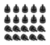 sourcing map 20 Pcs #6-32 x 7mm Knurled Thumb Screw Computer Case Threaded Hand Tighten Screws Aluminum Alloy for PC Case, Black