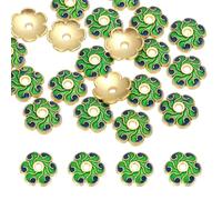 sourcing map 20 Pcs 8.5x2 mm Flower Beads Caps, Enamel Little Floral Bead End Spacers Jewelry Making Supplies Charm for DIY Bracelet Earring Necklace Hair Pin Accessory (Green Blue)