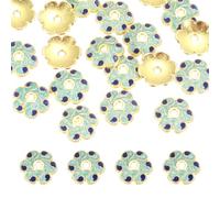 sourcing map 20 Pcs 8.5x2 mm Flower Beads Caps, Enamel Little Floral Bead End Spacers Jewelry Making Supplies Charm for DIY Bracelet Earring Necklace Hair Pin Accessory (Blue)