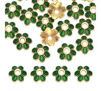 sourcing map 20 Pcs 8x3 mm Flower Beads Caps, Enamel Little Floral Bead End Spacers Jewelry Making Supplies Charm for DIY Bracelet Earring Necklace Hair Pin Accessory (Green)