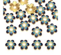 sourcing map 20 Pcs 8x3 mm Flower Beads Caps, Enamel Little Floral Bead End Spacers Jewelry Making Supplies Charm for DIY Bracelet Earring Necklace Hair Pin Accessory (Blue)