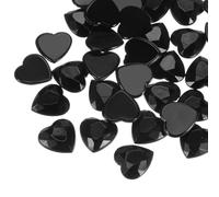 sourcing map 20 Pcs Acrylic Heart Rhinestone 20mm Flat Back Plastic Gems Jewelry Stickers for Craft Bead Face Painting Costume Jewelry Making Black