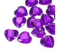 sourcing map 20 Pcs Acrylic Heart Rhinestone 25mm Flat Back Plastic Gems Jewelry Stickers for Craft Bead Face Painting Costume Jewelry Making, Dark Purple