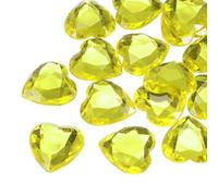 sourcing map 20 Pcs Acrylic Heart Rhinestone, 30mm Flat Back Plastic Gems Jewelry Stickers for Craft Bead Face Painting Costume Jewelry Making, Light Yellow
