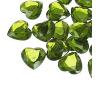 sourcing map 20 Pcs Acrylic Heart Rhinestone 30mm Flat Back Plastic Gems Jewelry Stickers for Craft Bead Face Painting Costume Jewelry Making Olive Green