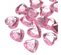 sourcing map 20 Pcs Acrylic Heart Rhinestone 30mm Flat Back Plastic Gems Jewelry Stickers for Craft Bead Face Painting Costume Jewelry Making Light Pink