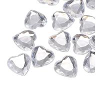 sourcing map 20 Pcs Acrylic Heart Rhinestone, 30mm Flat Back Plastic Gems Jewelry Stickers for Craft Bead Face Painting Costume Jewelry Making White