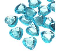 sourcing map 20 Pcs Acrylic Heart Rhinestone 30mm Flat Back Plastic Gems Jewelry Stickers for Craft Bead Face Painting Costume Jewelry Making Lake Blue