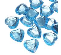 sourcing map 20 Pcs Acrylic Heart Rhinestone, 30mm Flat Back Plastic Gems Jewelry Stickers for Craft Bead Face Painting Costume Jewelry Making Light Blue