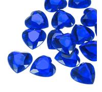 sourcing map 20 Pcs Acrylic Heart Rhinestone, 30mm Flat Back Plastic Gems Jewelry Stickers for Craft Bead Face Painting Costume Jewelry Making Deep Blue