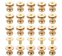 sourcing map 20 Pcs Brass Ball Head Stud Screw, 7mm/0.28" Nipple Rivet Button Strap Stopper for DIY Leather Craft, Gold Tone