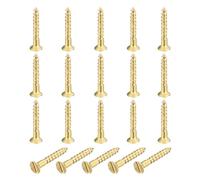 sourcing map 20 Pcs Brass Screws, M1.6 x 10mm Solid Slotted Drive Flat Head Self-Tapping Wood Screw Fasteners for Woodworking Furniture Repair Photo Frame Drywall Home Appliances, Gold