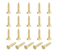 sourcing map 20 Pcs Brass Screws, M1.6 x 8mm Solid Slotted Drive Flat Head Self-Tapping Wood Screw Fasteners for Woodworking Furniture Repair Photo Frame Drywall Home Appliances, Gold