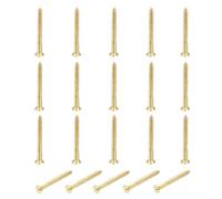 sourcing map 20 Pcs Brass Screws, M2.5 x 25mm Solid Slotted Drive Flat Head Self-Tapping Wood Screw Fasteners for Woodworking Furniture Repair Photo Frame Drywall Home Appliances, Gold