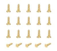 sourcing map 20 Pcs Brass Screws, M2.5 x 8mm Solid Slotted Drive Flat Head Self-Tapping Wood Screw Fasteners for Woodworking Furniture Repair Photo Frame Drywall Home Appliances, Gold