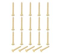 sourcing map 20 Pcs Brass Screws, M3 x 25mm Solid Slotted Drive Flat Head Self-Tapping Wood Screw Fasteners for Woodworking Furniture Repair Photo Frame Drywall Home Appliances, Gold