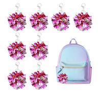 sourcing map 20 Pcs Cheer Pom Pom Keychain, Cheerleading Gift Charm Plastic Keyring Bulk for Cheerleaders Team Women Sports Events Cheer Accessory Supplies, Rose Red/Silver Tone