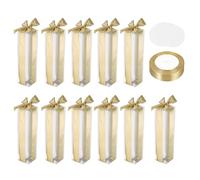 sourcing map 20 Pcs Clear Gift Boxes, 50x50x200mm Clear Boxes for Favors with Gold Ribbon Blank Tag, Plastic Gift Box for Wedding, Party Favors, Candy Boxes, Home Birthday Decor