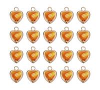 sourcing map 20 Pcs Crystal Gold Plated Heart Charm, 3D Heart Necklace Brass Pendant Charm for Jewelry Making Bracelets Necklaces Earrings DIY Keychain Crafting, Reddish Brown, 9x6.6mm