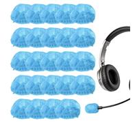 sourcing map 20 Pcs Disposable Lapel Headset Microphone Windscreen, Non-Woven Mini Size Lavalier Microphone Windscreen Headset Mic Covers for Hole Ear-hook Headsets, Lavalier Mic, Blue
