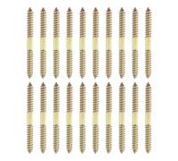 sourcing map 20 Pcs Double Ended Screws, M8 x 90 mm Carbon Steel Hanger Bolts, Self-Tapping Wood Dowel Screws for Wood Joint Furniture, Color Zinc