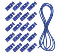 sourcing map 20 Pcs Double Hole Cord Locks with 39Inch Elastic Shock Cord, Plastic Spring Toggle Stopper Clip with Stretch String for Shoelaces Drawstrings Paracord, Sapphire blue