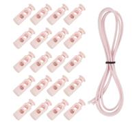 sourcing map 20 Pcs Double Hole Cord Locks with 39Inch Elastic Shock Cord, Plastic Spring Toggle Stopper Clip with Stretch String for Shoelaces Drawstrings Paracord, Salmon Pink
