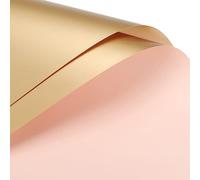 sourcing map 20 Pcs Double Sided Color Flower Wrapping Paper Light Pink+Gold 22.8"x22.8" Waterproof for Florist Bouquet Supplies, DIY Crafts, Gift Box Packaging