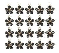 sourcing map 20 Pcs Five-Petaled Flowers Charm, Gold Plated Charm for DIY Mobile Phone Accessories Keychain Crafting, 17x14mm, Black
