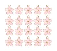 sourcing map 20 Pcs Flower Charm, Gold Plated Charm for DIY Mobile Phone Accessories Keychain Crafting, 21x18mm, Pink