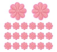 sourcing map 20 Pcs Flower Iron-on Patches, 1.57 Inch Cute Flower Applique Patches Embroidered Sew on Patch for Clothing Jackets Backpack Shoes DIY Accessory Bags, Dark Pink