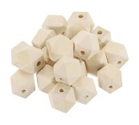 sourcing map 20 Pcs Geometric Wood Beads, 20mm/0.79inch Unfinished Geometric Hexagon Bead, Natural Color Loose Spacer Beads for Jewelry Craft Making Home Decor