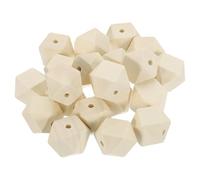 sourcing map 20 Pcs Geometric Wood Beads, 25mm/0.98inch Unfinished Geometric Hexagon Bead, Natural Color Loose Spacer Beads for Jewelry Craft Making Home Decor