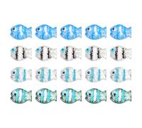sourcing map 20 Pcs Glass Enamel Fish Beads, Grey/White/Blue/Green Handmade Lampworking Ocean Sea Animals Beads for Jewelry Making DIY Bracelet Necklace Craft