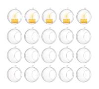 sourcing map 20 Pcs Hanging Tealight Holders Globes 3" Acrylic Refillable Balls, Plastic Christmas Ornaments Container for Wedding Party Home Decoration DIY