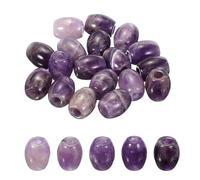 sourcing map 20 Pcs Large Hole Beads, 5mm Gemstone Barrel Rondelle Beads Natural European Stone Bead for DIY Jewelry Making Keychain Bracelet Necklace, Purple Quartz