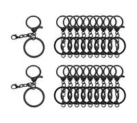 sourcing map 20 Pcs Large Lobster Claw Clasps with Key Rings, Colorful Keychain Clip Hooks Bulk for Bag Purse Charm Key Chain Supplies DIY Crafts, Black