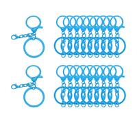 sourcing map 20 Pcs Large Lobster Claw Clasps with Key Rings, Colorful Keychain Clip Hooks Bulk for Bag Purse Charm Key Chain Supplies DIY Crafts, Sky Blue