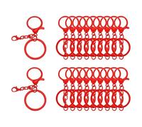 sourcing map 20 Pcs Large Lobster Claw Clasps with Key Rings, Colorful Keychain Clip Hooks Bulk for Bag Purse Charm Key Chain Supplies DIY Crafts, Bright Red