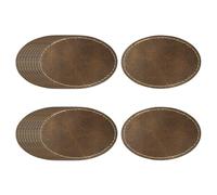 sourcing map 20 Pcs Leather Patches for Hats, Oval Leather Hat Patches with Adhesive, Rustic Faux Iron on Blank Patch for Laser Engraving Fabric Repair Sew Crafts, Dark Brown