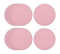 sourcing map 20 Pcs Leather Patches for Hats, Round Leather Hat Patches with Adhesive, Rustic Faux Iron on Blank Patch for Laser Engraving Fabric Repair Sew Crafts, Pink