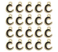 sourcing map 20 Pcs Letter Pendants, Alloy Letter C Initial Alphabet Charm with Jump Ring DIY Bracelet Necklace Pendants for Jewelry Making DIY Crafts, Gold & Black