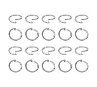 sourcing map 20 Pcs Locking Jump Rings 14mm Round Twist Clasp Open End Jump Rings Connector Link for DIY Craft Jewelry Making Findings Necklace Bracelet Keychain, White Gold