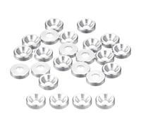 sourcing map 20 Pcs M2 Finishing Countersunk Washers, Aluminum Alloy Screw Gaskets, Cup Head Washer Gasket for Mechanical Accessories Parts, Silver